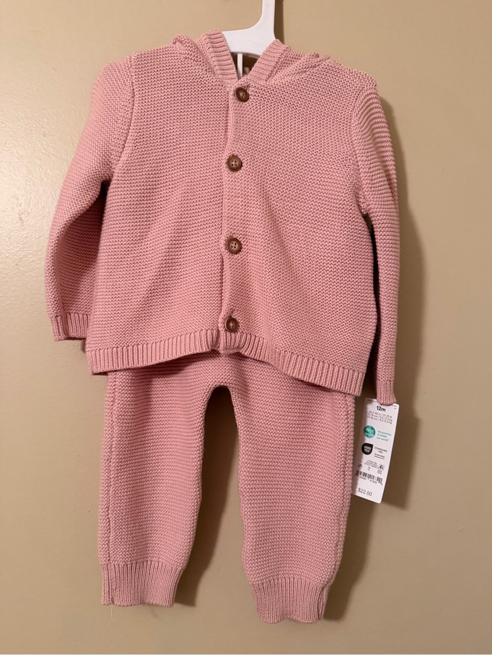 Carter's Dusty Pink Knit Hoodie & Pants Set